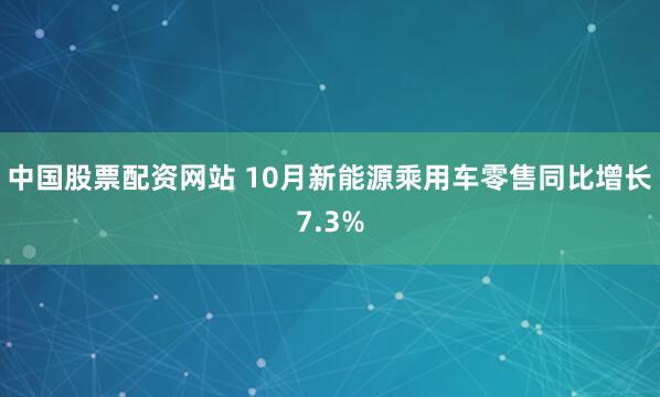 中国股票配资网站 10月新能源乘用车零售同比增长7.3%